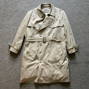 Vintage Double Breasted Belted Trench Coat Mens 44R Removable Down Puffer Lining